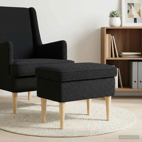 Voetenbank Zwart 55 x 35 x 41 cm Boucl&eacute; 1