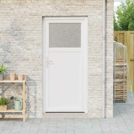 Zij-ingangsdeur 98 x 198 cm PVC Wit 1