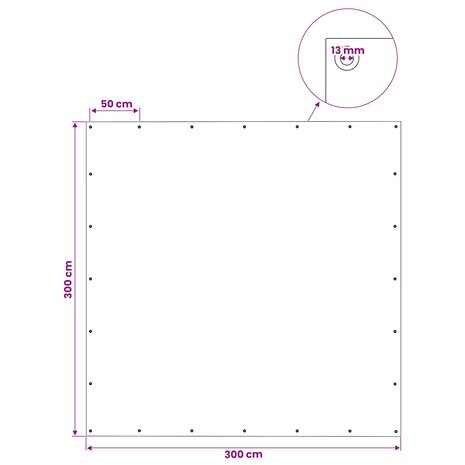Zeil met Oogjes Groen 3 x 3 m 140 gsm PE 7