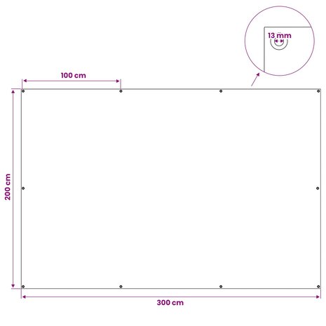 Zeil met Oogjes Lichtgrijs 2 x 3 m 180 gsm PE 7