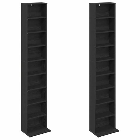 Cd-kast 2 st Zwart eiken 33 x 23,5 x 175 cm Bewerkt hout 5