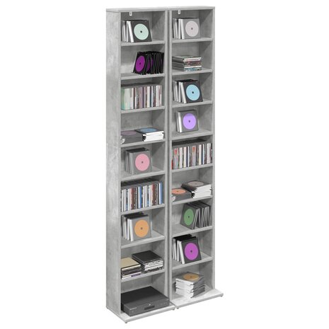 Cd-kast 2 st Betongrijs 33 x 23,5 x 175 cm Bewerkt hout 3