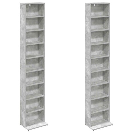 Cd-kast 2 st Betongrijs 33 x 23,5 x 175 cm Bewerkt hout 5