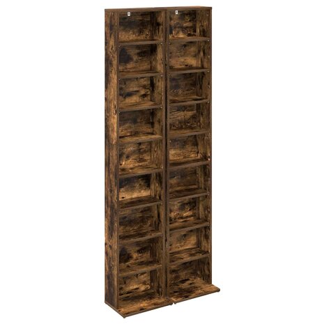Cd-kast 2 st Gerookt eiken 33 x 23,5 x 175 cm Bewerkt hout 2