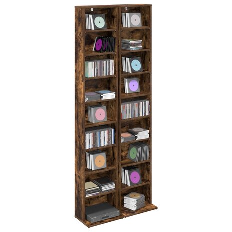 Cd-kast 2 st Gerookt eiken 33 x 23,5 x 175 cm Bewerkt hout 3