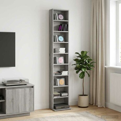 Cd-kast Grijs Sonoma 33 x 23,5 x 175 cm Bewerkt hout 1