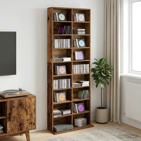 Cd-kast Oud hout 65 x 23,5 x 175 cm Bewerkt hout 1