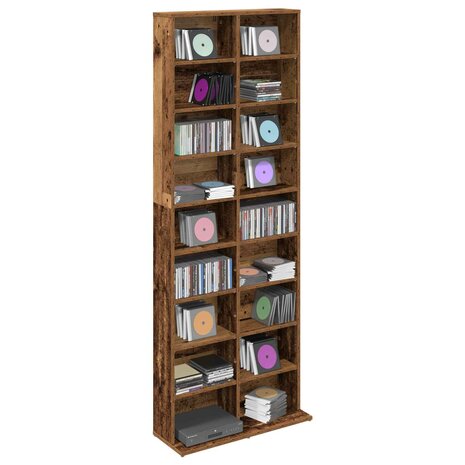 Cd-kast Oud hout 65 x 23,5 x 175 cm Bewerkt hout 3