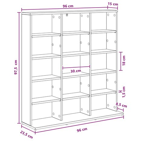 Cd-kast Zwart eiken 96 x 23,5 x 97,5 cm Bewerkt hout 9