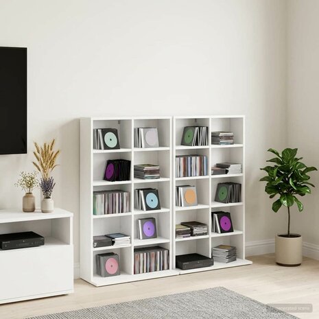Cd-kast 2 st Wit 65 x 23,5 x 97,5 cm Bewerkt hout 1