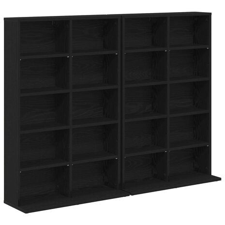 Cd-kast 2 st Zwart eiken 65 x 23,5 x 97,5 cm Bewerkt hout 2