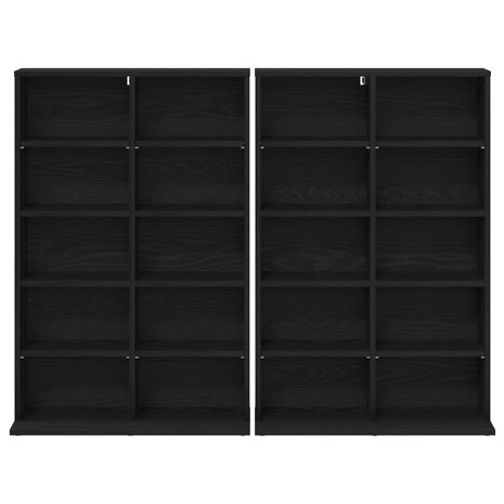 Cd-kast 2 st Zwart eiken 65 x 23,5 x 97,5 cm Bewerkt hout 6