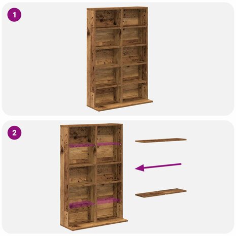 Cd-kast Oud hout 65 x 23,5 x 97,5 cm Bewerkt hout 8