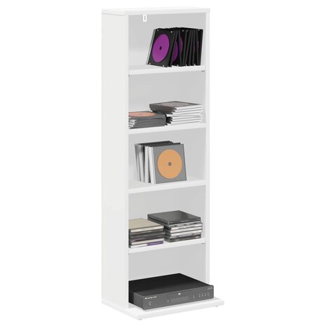 Cd-kast Wit 33 x 23,5 x 97,5 cm Bewerkt hout 3