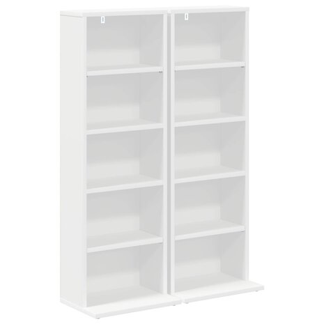 Cd-kast 2 st Wit 33 x 23,5 x 97,5 cm Bewerkt hout 2