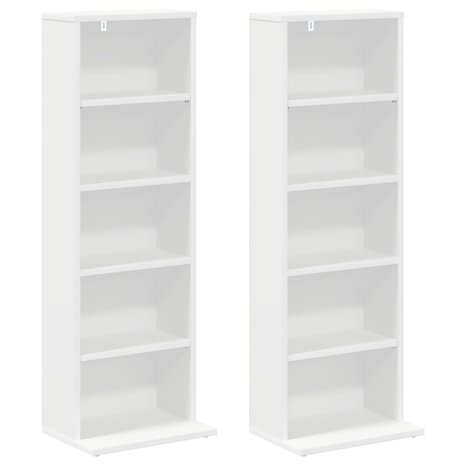 Cd-kast 2 st Wit 33 x 23,5 x 97,5 cm Bewerkt hout 5