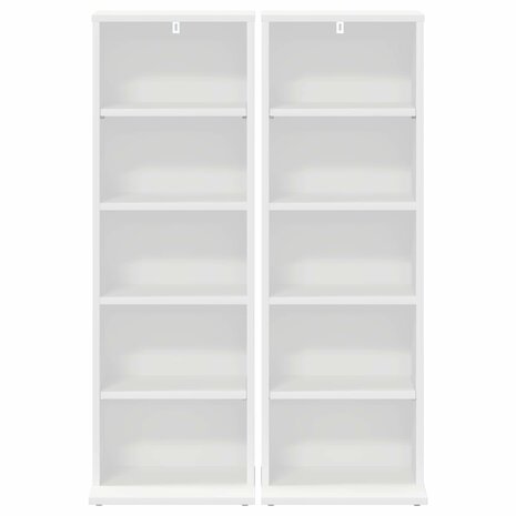 Cd-kast 2 st Wit 33 x 23,5 x 97,5 cm Bewerkt hout 6