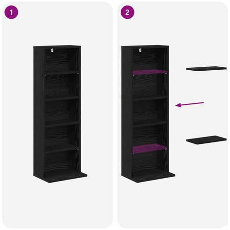 Cd-kast Zwart eiken 33 x 23,5 x 97,5 cm Bewerkt hout 8