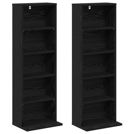 Cd-kast 2 st Zwart eiken 33 x 23,5 x 97,5 cm Bewerkt hout 5