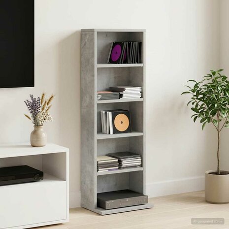 Cd-kast Betongrijs 33 x 23,5 x 97,5 cm Bewerkt hout 1