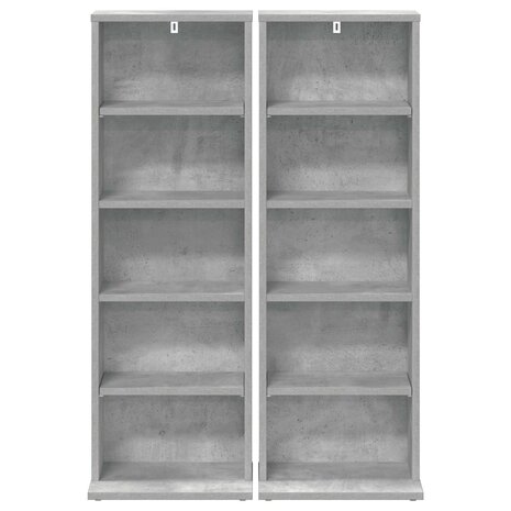 Cd-kast 2 st Betongrijs 33 x 23,5 x 97,5 cm Bewerkt hout 6