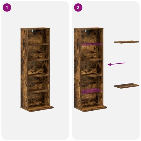 Cd-kast Gerookt eiken 33 x 23,5 x 97,5 cm Bewerkt hout 8