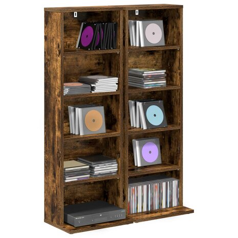 Cd-kast 2 st Gerookt eiken 33 x 23,5 x 97,5 cm Bewerkt hout 3