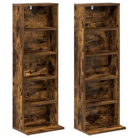 Cd-kast 2 st Gerookt eiken 33 x 23,5 x 97,5 cm Bewerkt hout 5