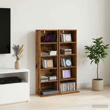 Cd-kast 2 st Oud hout 33 x 23,5 x 97,5 cm Bewerkt hout 1