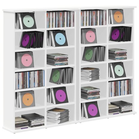 Cd-kast 2 st Wit 60 x 17 x 92 cm Bewerkt hout 3