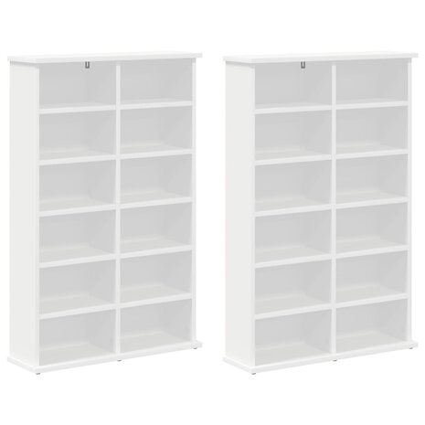 Cd-kast 2 st Wit 60 x 17 x 92 cm Bewerkt hout 5