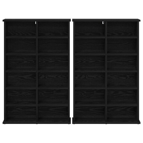 Cd-kast 2 st Zwart eiken 60 x 17 x 92 cm Bewerkt hout 6