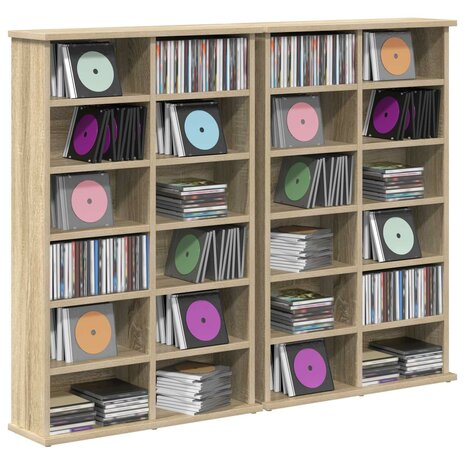 Cd-kast 2 st Sonoma Eiken 60 x 17 x 92 cm Bewerkt hout 3