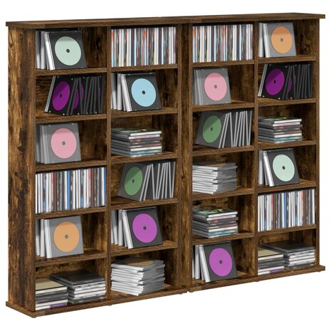 Cd-kast 2 st Gerookt eiken 60 x 17 x 92 cm Bewerkt hout 3