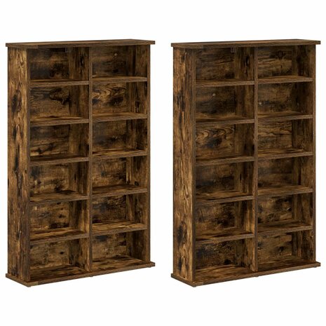 Cd-kast 2 st Gerookt eiken 60 x 17 x 92 cm Bewerkt hout 5