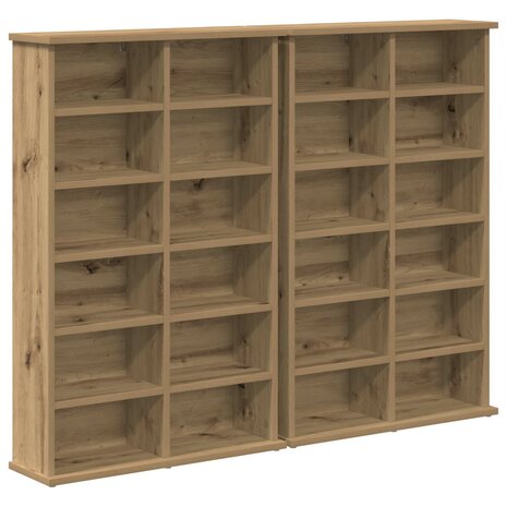 Cd-kast 2 st Artisanaal eiken 60 x 17 x 92 cm Bewerkt hout 2