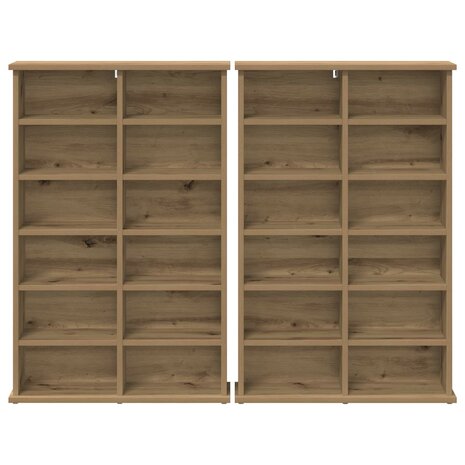 Cd-kast 2 st Artisanaal eiken 60 x 17 x 92 cm Bewerkt hout 6
