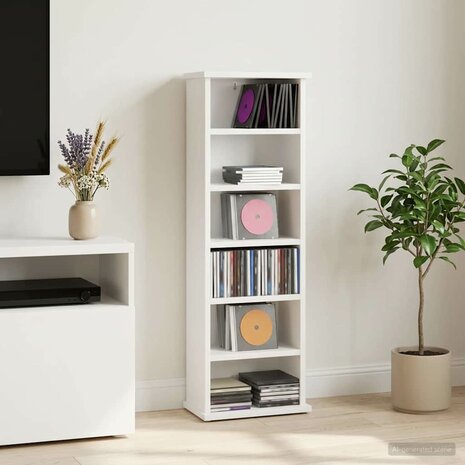 Cd-kast Wit 60 x 17 x 92 cm Bewerkt hout 1