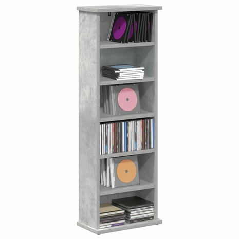 Cd-kast Betongrijs 60 x 17 x 92 cm Bewerkt hout 3