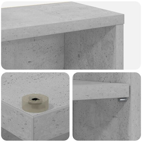 Cd-kast Betongrijs 60 x 17 x 92 cm Bewerkt hout 7