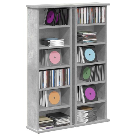 Cd-kast 2 st Betongrijs 60 x 17 x 92 cm Bewerkt hout 3