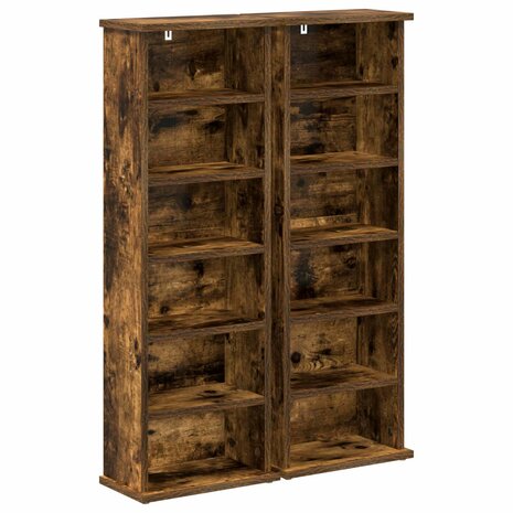 Cd-kast 2 st Gerookt eiken 60 x 17 x 92 cm Bewerkt hout 2