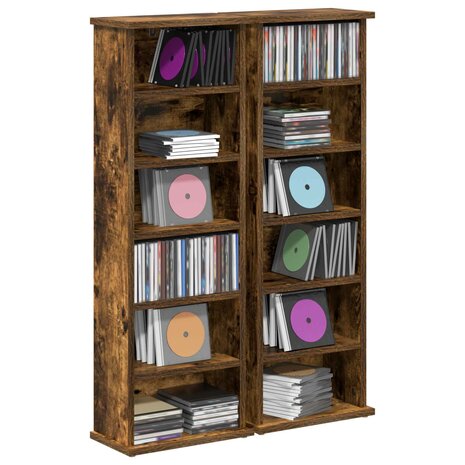 Cd-kast 2 st Gerookt eiken 60 x 17 x 92 cm Bewerkt hout 3