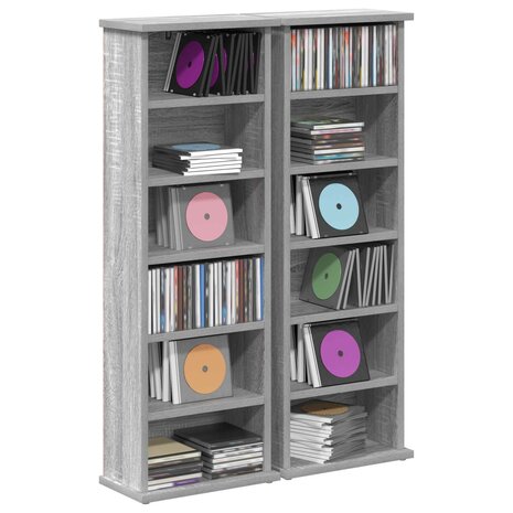 Cd-kast 2 st Grijs Sonoma 60 x 17 x 92 cm Bewerkt hout 3