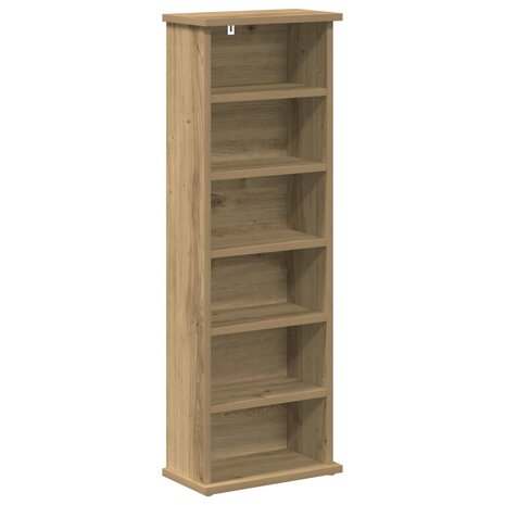 Cd-kast Artisanaal eiken 60 x 17 x 92 cm Bewerkt hout 2