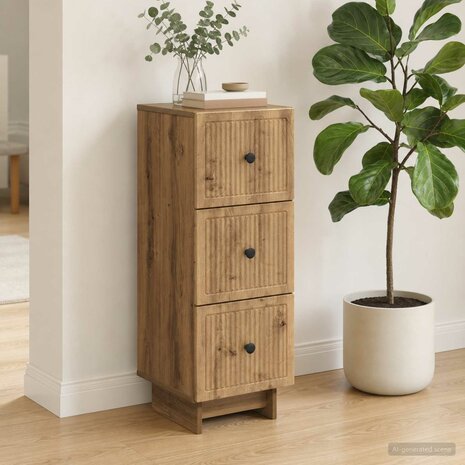ladekast 33 x 34,5 x 90 cm Bewerkt hout Artisanaal eiken 1