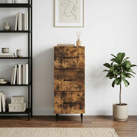 ladekast Gerookt eiken 33 x 34,5 x 89,5 cm Bewerkt hout 1