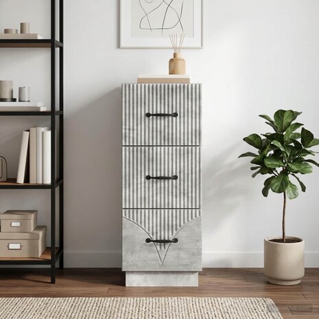 ladekast 33 x 34,5 x 87 cm Bewerkt hout Betongrijs 4