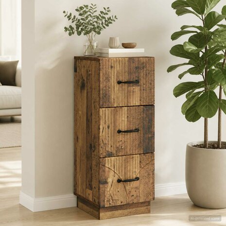 ladekast 33 x 34,5 x 87 cm Bewerkt hout Oud hout 1