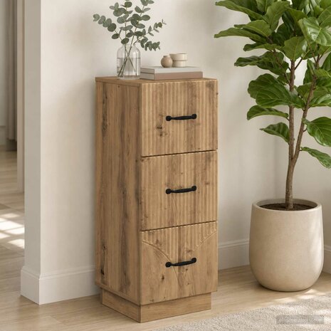 ladekast 33 x 34,5 x 87 cm Bewerkt hout Artisanaal eiken 1